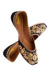 Shop_Imlee Jaipur_Blue Embroidered Silk Juttis _at_Aza_Fashions