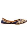 Buy_Imlee Jaipur_Blue Embroidered Silk Juttis _Online_at_Aza_Fashions