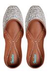 Buy_Imlee Jaipur_Silver Embroidered Silk Juttis _at_Aza_Fashions