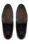 Domani_Black Handcrafted Embroidered Loafers _Online_at_Aza_Fashions