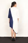 Shop_I am Trouble by KC_Blue Cotton Colorblock Asymmetric Dress_at_Aza_Fashions