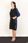 Buy_I Am Trouble By KC_Black Modal Rayon Twill V Neck Hoodie Midi Dress_Online_at_Aza_Fashions