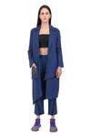 Buy_I am Trouble by KC_Blue Linen Jacket And Pant Set_at_Aza_Fashions