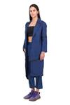 Shop_I am Trouble by KC_Blue Linen Jacket And Pant Set_at_Aza_Fashions