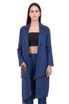 Buy_I am Trouble by KC_Blue Linen Jacket And Pant Set_Online_at_Aza_Fashions