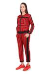 Buy_I am Trouble by KC_Red Modal Rayon Striped Top And Pant Set_Online_at_Aza_Fashions