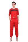 Buy_I am Trouble by KC_Red Striped Pant Set_at_Aza_Fashions