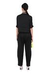 Shop_I am Trouble by KC_Black Modal Rayon Twill Textured Cotton Pant Set_at_Aza_Fashions