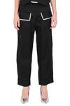 Shop_I am Trouble by KC_Black Modal Rayon Twill Textured Cotton Pant Set_Online_at_Aza_Fashions