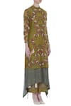 Incheetape_Green Organza Embroidered Thread And Sequin Work High Kurta With Palazzo Pants _Online_at_Aza_Fashions