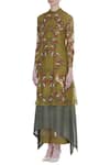 Buy_Incheetape_Green Organza Embroidered Thread And Sequin Work High Kurta With Palazzo Pants _Online_at_Aza_Fashions