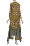 Buy_Incheetape_Green Organza Embroidered Thread And Sequin Work High Kurta With Palazzo Pants _at_Aza_Fashions