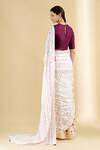 Shop_Injiri_White Cotton Chanderi Bandhani Saree With Unstitched Blouse Fabric_at_Aza_Fashions