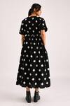 Shop_Indigo Dreams_Black Cotton Ikat Polka Dot Dress_at_Aza_Fashions