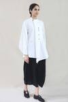 Integument_White Handloom Cotton Asymmetric Tunic_Online_at_Aza_Fashions