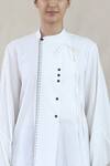Integument_White Handloom Cotton Asymmetric Tunic_at_Aza_Fashions