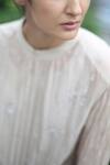 Integument_Beige Sheer Chanderi Top_at_Aza_Fashions