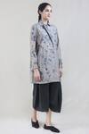 Integument_Grey Cotton Silk Floral Print Tunic_Online_at_Aza_Fashions