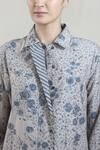 Integument_Grey Cotton Silk Floral Print Tunic_at_Aza_Fashions
