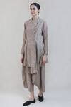 Shop_Integument_Grey Handloom Cotton Asymmetric Tunic_Online_at_Aza_Fashions