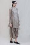 Integument_Grey Handloom Cotton Asymmetric Tunic_Online_at_Aza_Fashions