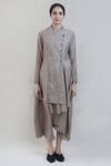 Buy_Integument_Grey Handloom Cotton Asymmetric Tunic_Online_at_Aza_Fashions