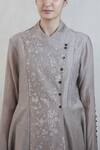 Integument_Grey Handloom Cotton Asymmetric Tunic_at_Aza_Fashions
