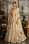 Buy_Sahil Kochhar_Grey Organza Embellishment 3d Applique Work Ira Bridal Lehenga Set  _at_Aza_Fashions