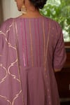 Buy_Kefi Collections_Purple Soft Cotton Woven And Embroidered Iris Striped Anarkali Set  _Online_at_Aza_Fashions