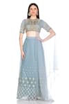 Buy_Salt and Spring_Blue Net Embroidered Round Lehenga Set  _at_Aza_Fashions