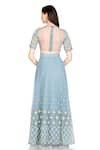 Shop_Salt and Spring_Blue Net Embroidered Round Lehenga Set  _at_Aza_Fashions