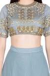 Salt and Spring_Blue Net Embroidered Round Lehenga Set  _at_Aza_Fashions