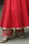 Tanu Malhotra_Red Twill Cotton Embroidery Gota Work Round Anarkali Set  _at_Aza_Fashions