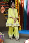 Buy_Tanu Malhotra_Green Kurta Mul Silk Embroidery Gota Work Anarkali And Dhoti Pant Set _at_Aza_Fashions