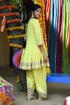 Shop_Tanu Malhotra_Green Kurta Mul Silk Embroidery Gota Work Anarkali And Dhoti Pant Set _at_Aza_Fashions