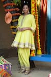 Tanu Malhotra_Green Kurta Mul Silk Embroidery Gota Work Anarkali And Dhoti Pant Set _Online_at_Aza_Fashions