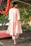 Shop_Tanu Malhotra_Peach Kurta Twill Cotton Embroidery Gota Work V Anarkali And Salwar Set  _at_Aza_Fashions