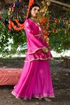 Tanu Malhotra_Fuchsia Embroidered Peplum Kurta And Sharara Set_Online_at_Aza_Fashions