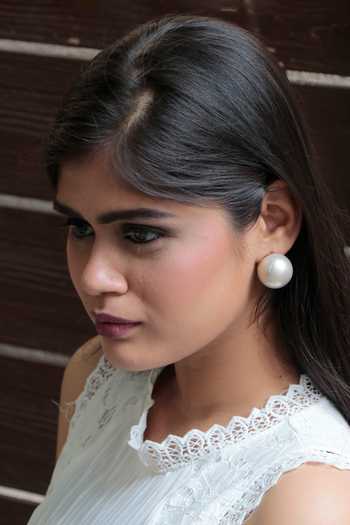 Ishhaara_Ivory Pearls Ear Studs _Online_at_Aza_Fashions