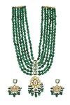 Ishhaara_Green Beads Tiered Necklace Set _Online_at_Aza_Fashions