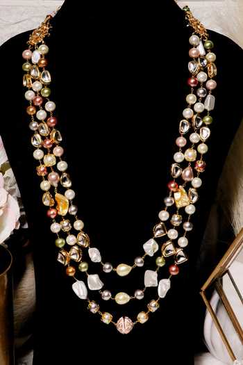 Shop_Ishhaara_Multi Color Layered Beaded Necklace _Online_at_Aza_Fashions