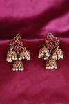 Ishhaara_Stone Embellished Jhumka Earrings_Online_at_Aza_Fashions