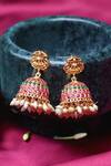 Ishhaara_Gold Plated Stone And Beads Temple Jewellery Set _at_Aza_Fashions