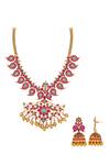 Buy_Ishhaara_Gold Plated Stone And Beads Embellished Jewellery Set _Online_at_Aza_Fashions