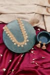 Ishhaara_Gold Plated Stones, Beads Temple Jewellery Set With Jhumkis _Online_at_Aza_Fashions