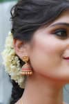 Shop_Ishhaara_Gold Plated Stones, Beads Temple Jewellery Set With Jhumkis _Online_at_Aza_Fashions