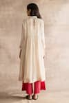 Shop_Swatti Kapoor_White Pin Stripe Chanderi Printed Block Collared Ishan Kurta  _at_Aza_Fashions