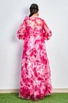Shop_Itara_Magenta Silk Embroidery Sequins Sweetheart Neck Tie Dye Jacket Pant Set _at_Aza_Fashions