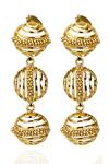 Buy_Itrana_Gold Plated Beads Circular Pattern Hand Knotted Earrings _at_Aza_Fashions