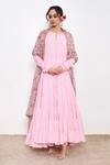 Buy_Itraake_Pink Mul Printed Floral Raag Anarkali Set With Chanderi Dupatta _at_Aza_Fashions